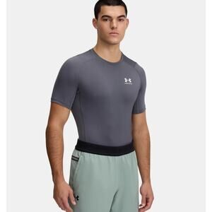 NWT Under Armour Men's HeatGear Compression Short Sleeve in Castlerock sz Large